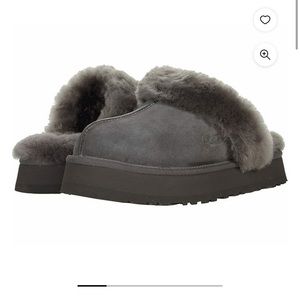 Ugg Disquette Platform Sheepskin and Suede Slippers